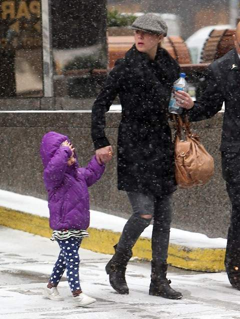 Christina Applegate holds hands with Sadie in a snow storm in NYC