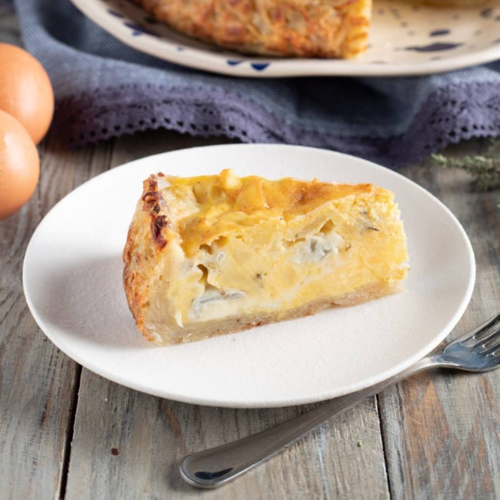 Πεντανόστιμη quiche lorraine (Κις Λορέν) με πατάτες και γκοργκοντζόλα   