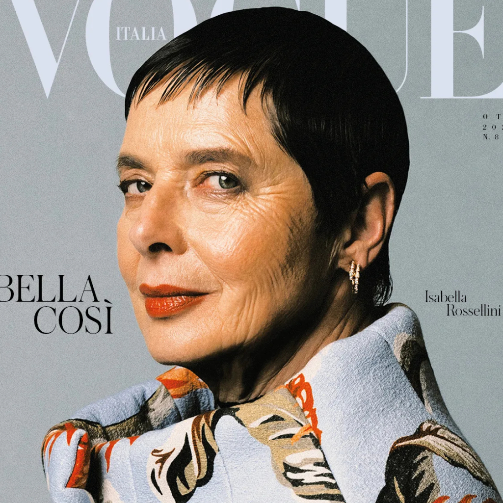 Η Ιζαμπέλα Ροσελίνι, αρετουσάριστη στo εξώφυλλο της ιταλικής Vogue: «Ευχαριστώ που με αφήσατε με τις ρυτίδες μου»