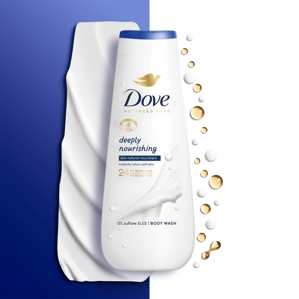 Νέα σειρά αφρόλουτρων Dove Advanced Care: 24ωρη αίσθηση ενυδάτωσης απευθείας από το ντους!