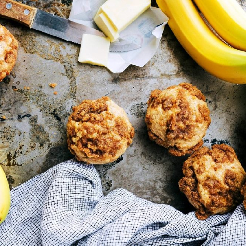 Muffins μπανάνας χωρίς βούτυρο και ζάχαρη