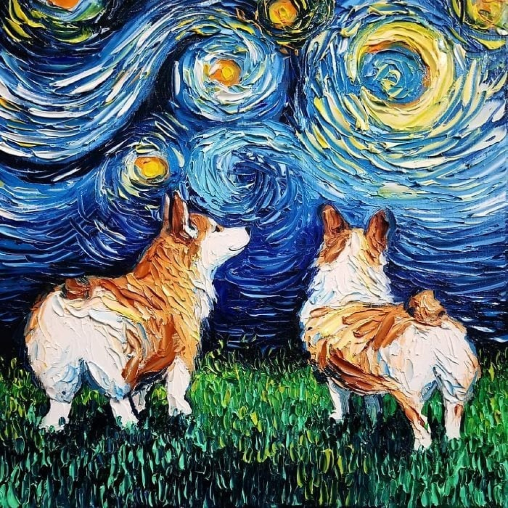 Οι φανταστικοί πίνακες με τα σκυλάκια κλέβουν τις εντυπώσεις θυμίζοντας Vincent Van Gogh