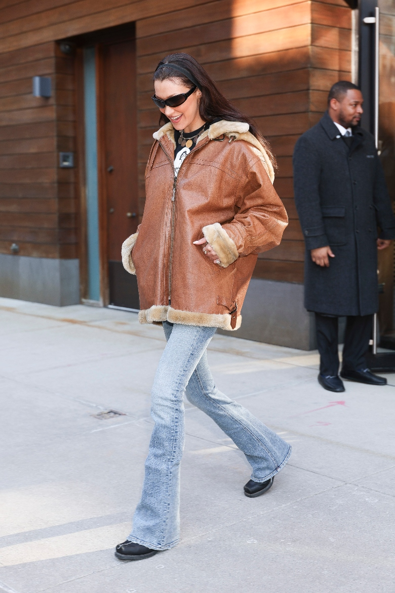 bella hadid flare denim