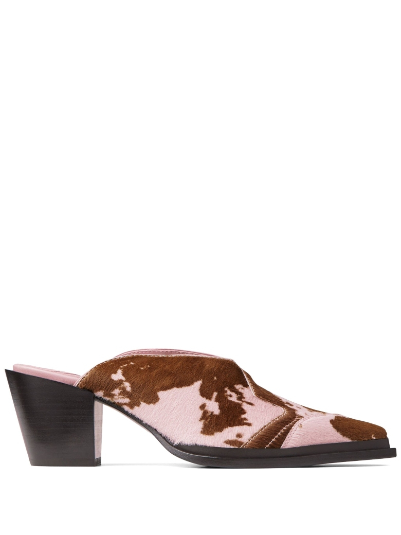 cow print mule jimmy choo