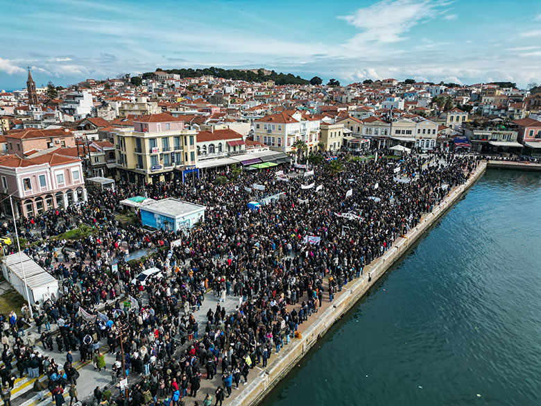Λέσβος - Διαδήλωση για τα Τέμπη, 28/2/2025 © Eurokinissi