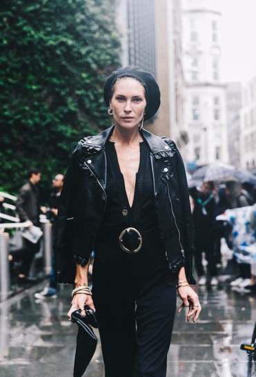 London Fashion Week-Spring Summer 16-LFW-Street Style-Collage Vintage-Erin Wasson-Leather Jacket-Frenchy Hat-3-790x1185