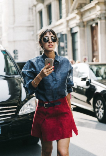 MFW-Milan Fashion Week-Spring Summer 2016-Street Style-Say Cheese-Patricia Manfield-Red Suede Skirt--790x1185