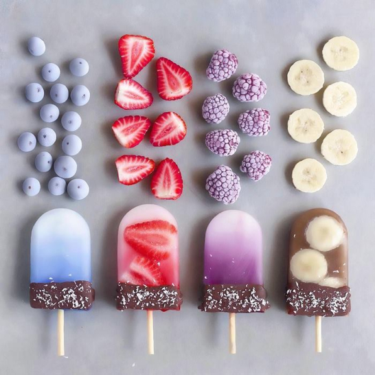 Fruity ice creams.
