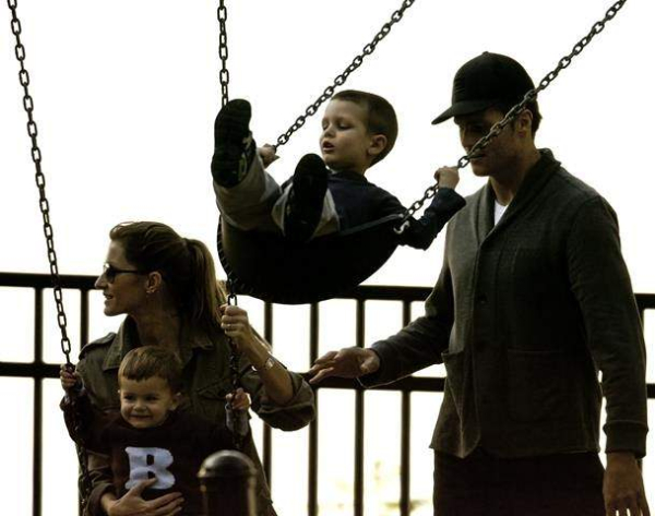 Gisele Bundchen Tom Brady and sons John Moynahan and Benjamin Brady play in Boston