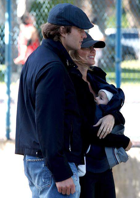 Tom Brady and Gisele Bundchen taketheir children Benjamin and John to the park in Santa Monica r P rPictured Tom Brady Gisele Bundchen Benjamin Brady and John Brady r P r B Ref SPL174249 290410 B BR rPicture by Splash News BR r P P r 