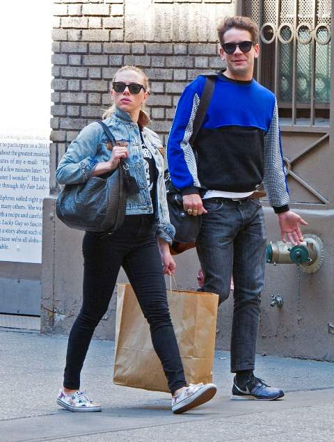 EXCLUSIVE  Scarlett Johansson with her boyfriend Romain Dauriac out for a walk in NYC