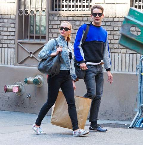 EXCLUSIVE  Scarlett Johansson with her boyfriend Romain Dauriac out for a walk in NYC