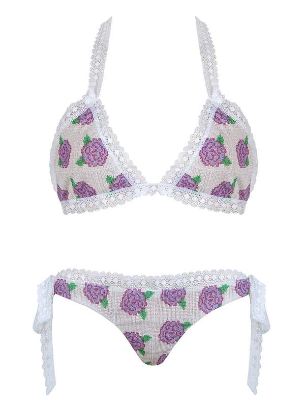 MITOS Innocence in white with purple and fuchsia flowers
