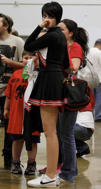 EXCLUSIVE Paris Jackson in full cheerleading attire shows her support for her school