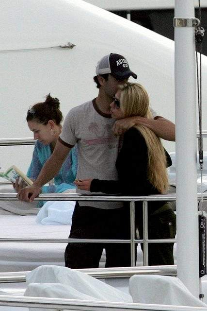 Anna Kournikova and Enrique Iglesias relaxing on their yacht in St Barths  The couple accompanied by friends dock in their boat in Gustavia harbour  taking in the views and spending many romantic moments in each other  s company  r P  rPicture by  Carl Br