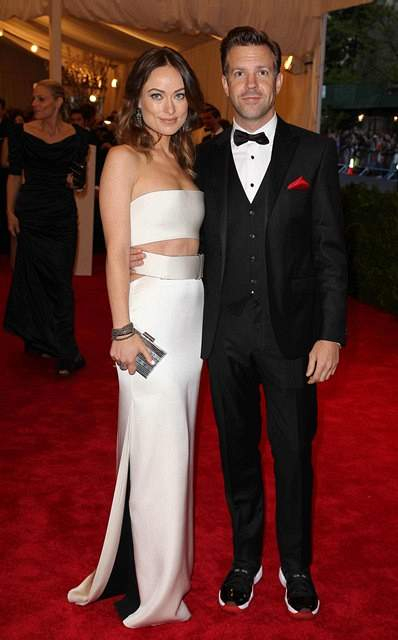 Celebrity arrivals to the Met Museum Costume Institute Gala for the PUNK Chaos to Couture exhibition at the Metropolitan Museum of Art r P rPictured Olivia Wilde Jason Sudeikis r P B Ref SPL538848 060513 B BR rPicture by Oraito Splash