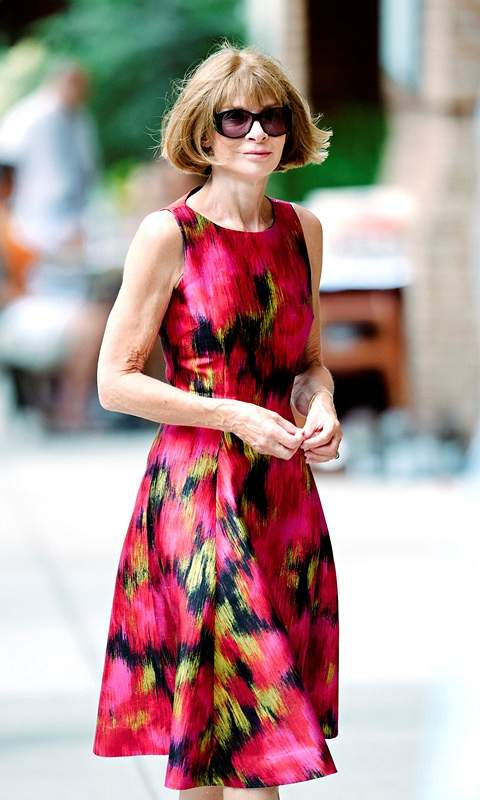 Anna Wintour seen wearing floral print dress while visiting an office building in NYC  r P  rPictured  Anna Wintour r P  r B Ref  SPL567255  230613    B  BR   rPicture by  Jason Webber   Splash News BR   r  P  P  r B Splash News and Pictures  B  BR   rLos