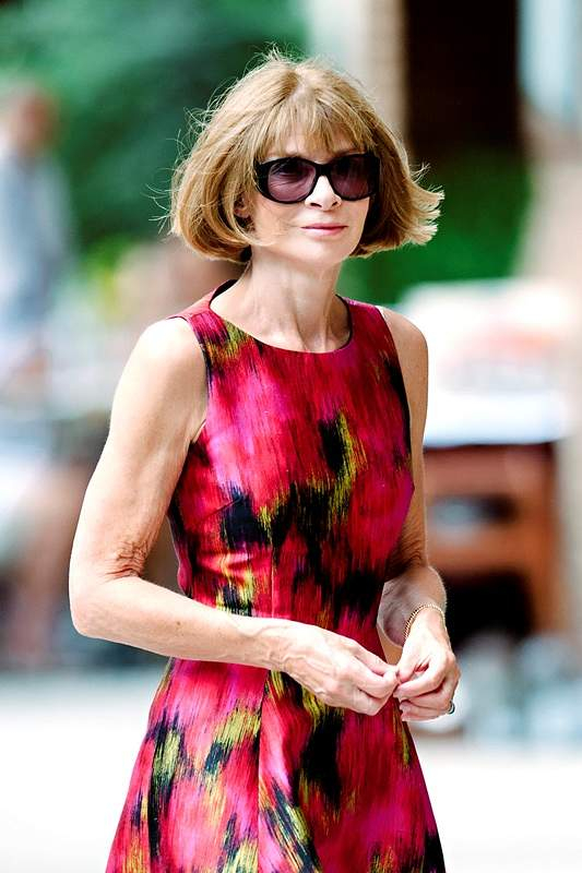 Anna Wintour seen wearing floral print dress while visiting an office building in NYC  r P  rPictured  Anna Wintour r P  r B Ref  SPL567255  230613    B  BR   rPicture by  Jason Webber   Splash News BR   r  P  P  r B Splash News and Pictures  B  BR   rLos