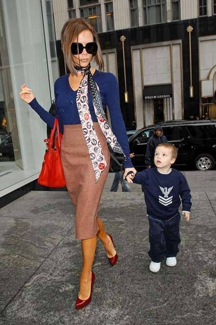Victoria Beckham takes her son to a toy store in New York City