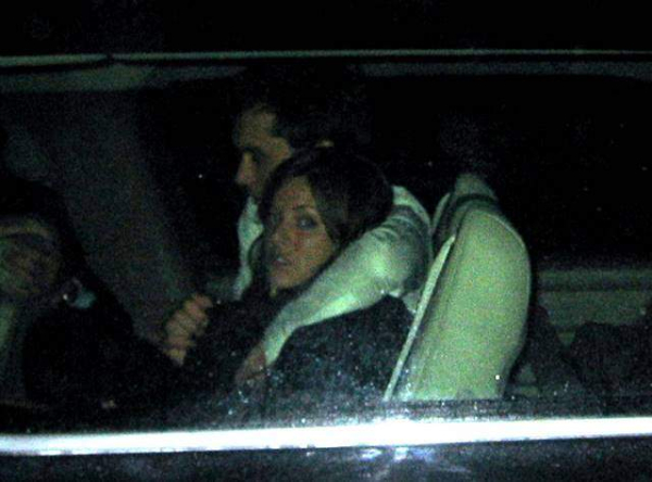 British Actor Jude Law and his current girlfriend Sienna Miller pile into the back of a waiting SUV limousine having enjoyed a few drinks at the Whisky bar in the renowned Sunset Marquee hotel r P rPicture by Carlos br r B Ref CB 280204 A B r P r 