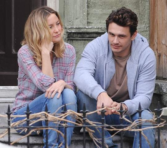 Kate Hudson and James Franco on the film set of Good People in London