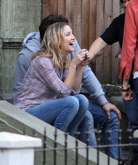 Kate Hudson and James Franco on the film set of Good People 