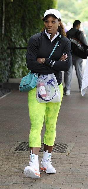 Serena Williams arriving for training at Wimbledon tennis club