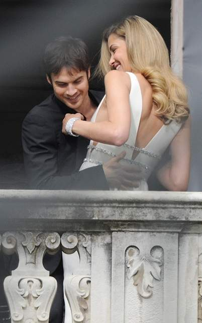 Ian Somerhalder is on the set of the Azzaro perfume campaign in the Como Lake Italy