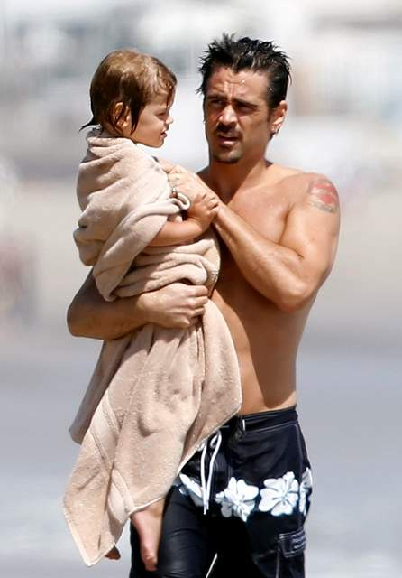 EXCLUSIVE  Colin Farrell enjoying the day at the beach with his children in Malibu  California