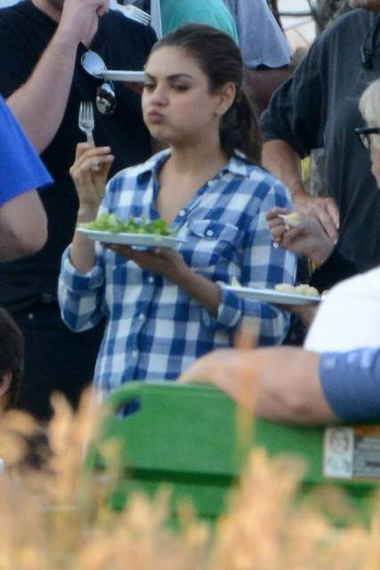 EXCLUSIVE Mila Kunis seen on the rural Jupiter Ascending set in Joliet
