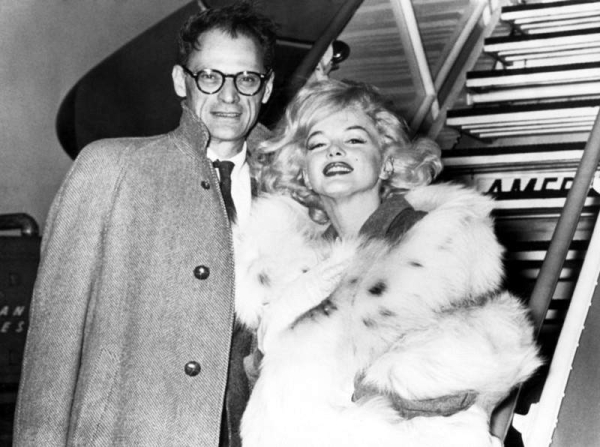 Arthur Miller Marilyn Monroe boarding a plane at Idlewild Airport ca mid-late 1950s