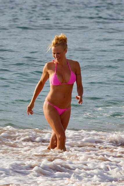 EXCLUSIVE Pamela Anderson spotted in Hawaii wearing a pink bikini and vacationing with Rick Solomon