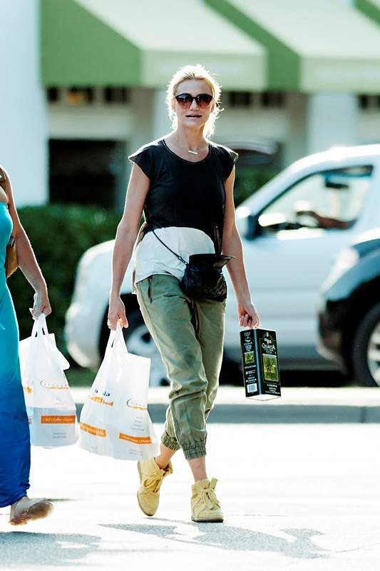 Cameron Diaz seen wearing olive colored trousers and yellow chukka boots while grocery shopping in East Hampton  NY  r P  rPictured  Cameron Diaz r P  B Ref  SPL591467  110813    B  BR   rPicture by  Hamptons Style   Splash News BR   r  P  P  r B Splash N