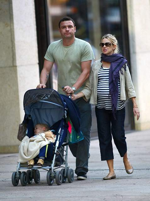 Naomi Watts and Liev Schreiber takes baby Alexander to a bookstore in NYC