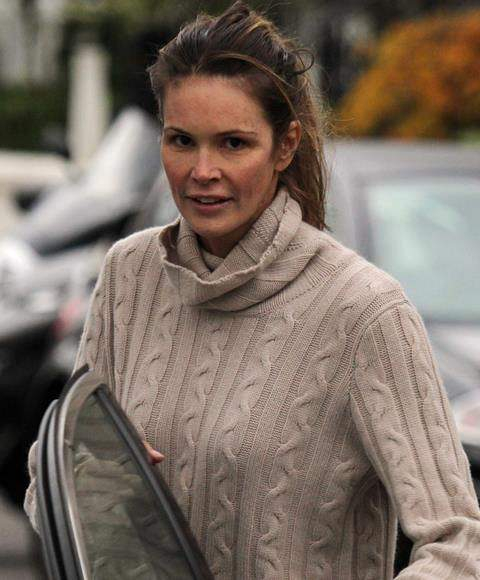 Elle Macpherson does the school run without her make-up or her Celebrity sunglasses - London