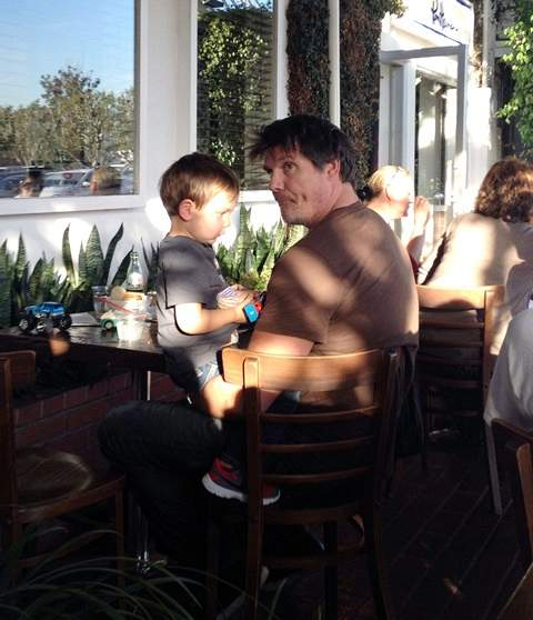Former   One Tree Hill  Star Paul Johansson enjoying some father and son moments outside a West Hollywood Restaurant