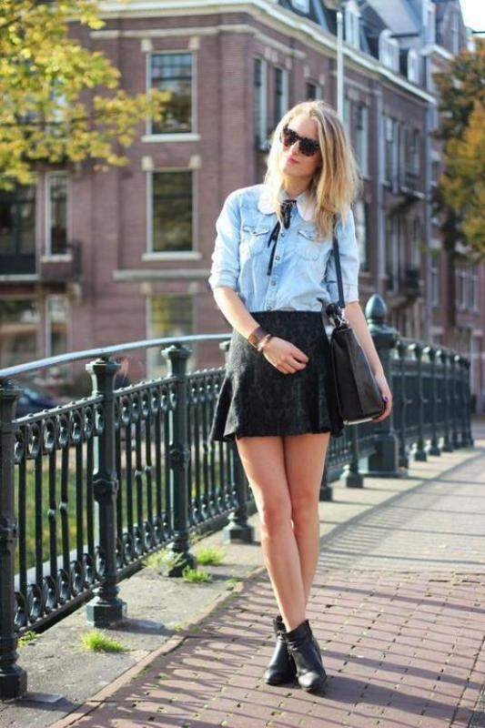 denim with leather