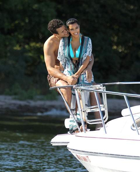 EXCLUSIVE PREMIUM RATES APPLY Newlyweds Kim Kardashian and Kris Humphries visited his hometown for the first time as a married couple to spend a long holiday weekend with his family and friends 