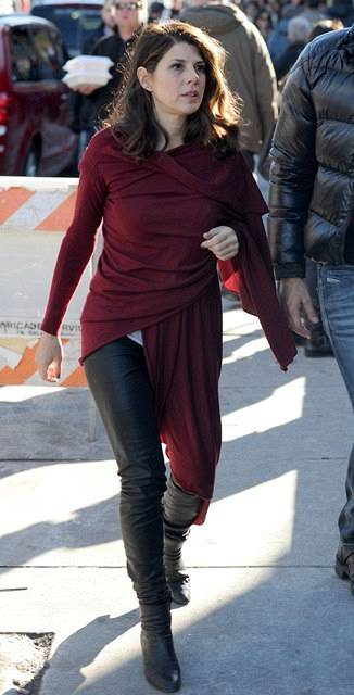 Marisa Tomei looks to have a bit of a brain freeze while up in the cold winter weather of Park City  Utah