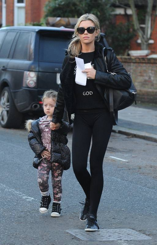 Birthday Girl Abbey Clancy seen leaving her london home with her daughter Sophia before making her way to Rehearsals in london today London UK P Pictured Abbey Clancy B Ref SPL675758 100114 B BR Picture by John McNamara Splash News BR P 
