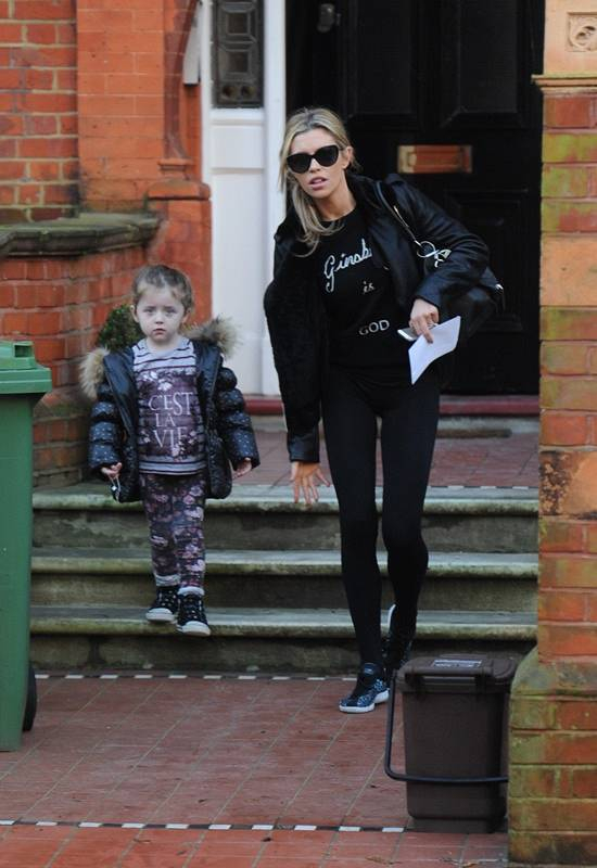 Birthday Girl Abbey Clancy seen leaving her london home with her daughter Sophia before making her way to Rehearsals in london today London UK r P rPictured Abbey Clancy r B Ref SPL675758 100114 B BR rPicture by John McNamara Splash News B