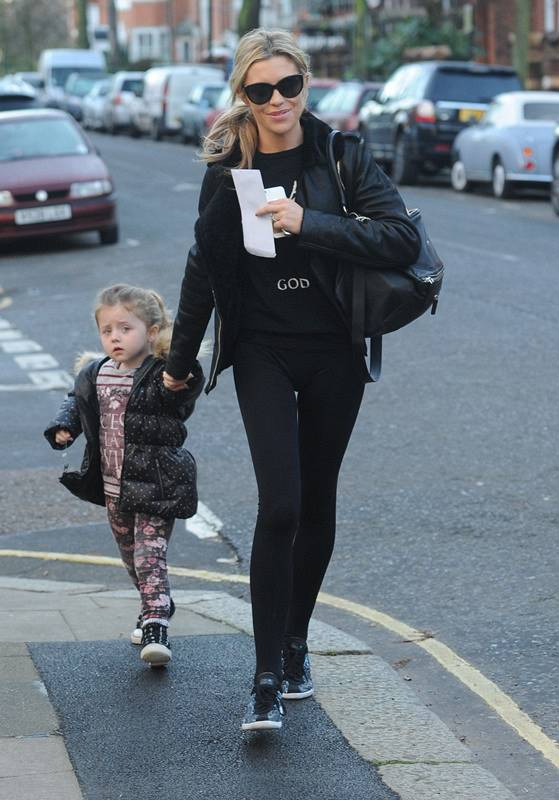 Birthday Girl Abbey Clancy seen leaving her london home with her daughter Sophia before making her way to Rehearsals in london today London UK r P rPictured Abbey Clancy r B Ref SPL675758 100114 B BR rPicture by John McNamara Splash News B