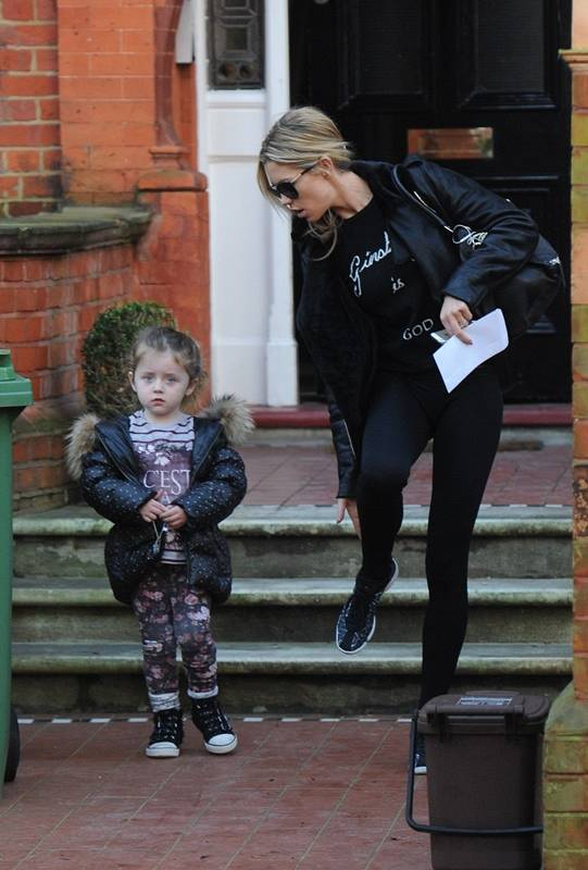 Birthday Girl Abbey Clancy seen leaving her london home with her daughter Sophia before making her way to Rehearsals in london today London UK r P rPictured Abbey Clancy r B Ref SPL675758 100114 B BR rPicture by John McNamara Splash News B
