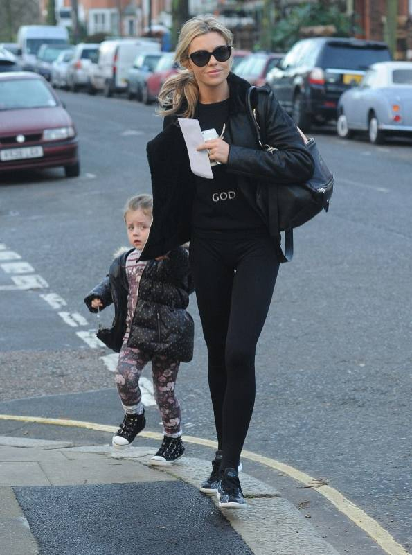 Birthday Girl Abbey Clancy seen leaving her london home with her daughter Sophia before making her way to Rehearsals in london today London UK r P rPictured Abbey Clancy r B Ref SPL675758 100114 B BR rPicture by John McNamara Splash News B