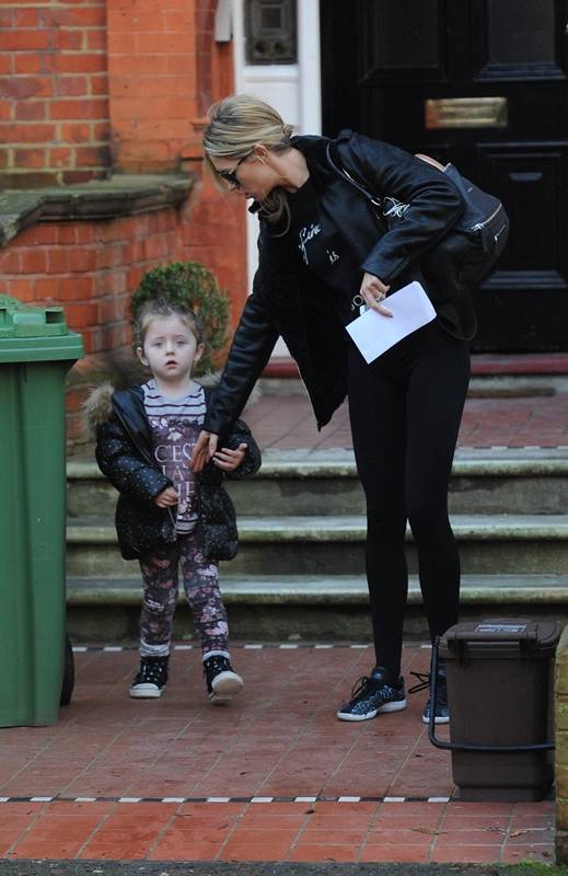 Birthday Girl Abbey Clancy seen leaving her london home with her daughter Sophia before making her way to Rehearsals in london today London UK r P rPictured Abbey Clancy r B Ref SPL675758 100114 B BR rPicture by John McNamara Splash News B