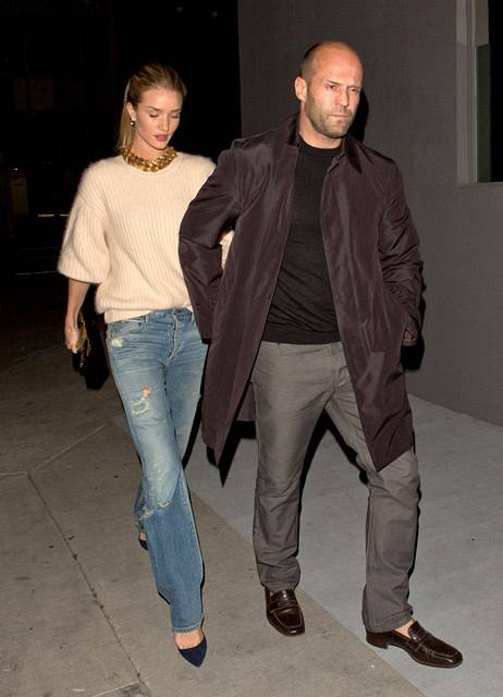 Rosie Huntington-Whitely and her action star boyfriend Jason Statham were seen arriving at   Crossroads   Restaurant in West Hollywood  CA P Pictured  Rosie Huntington-Whitely  Jason Statham B Ref  SPL711988  040314    B  BR  Picture by  SPW   Splash News