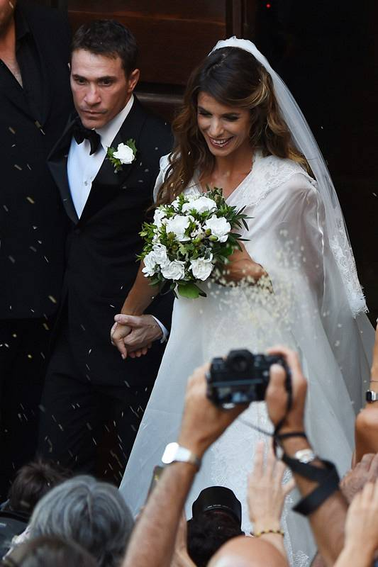 Elisabetta Canalis and Brian Perri seen at their wedding on September 14  2014 in Alghero  Italy  r P  rPictured  Elisabetta Canalis and Brian Perri r P  B Ref  SPL842078  140914    B  BR   rPicture by  Splash News BR   r  P  r P  B Splash News and Pictur