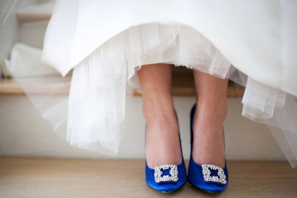 12-jewel tone blue Manolo Blahnik bridal shoes