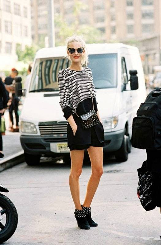 Le-Fashion-Blog-Street-Style-Black-And-White-Poppy-Delevingne-Shorts-Studded-Boots-By-Vanessa-Jackman