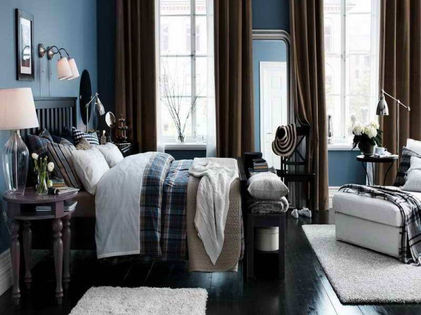 Special-Design-of-the-Dark-Blue-Bedroom-Ideas-with-black-floor